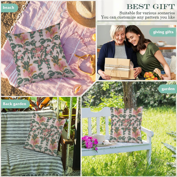 Waterproof Outdoor Throw Pillow Cover, Pink Floral Pillow Cover, Rustic Pillow Sham