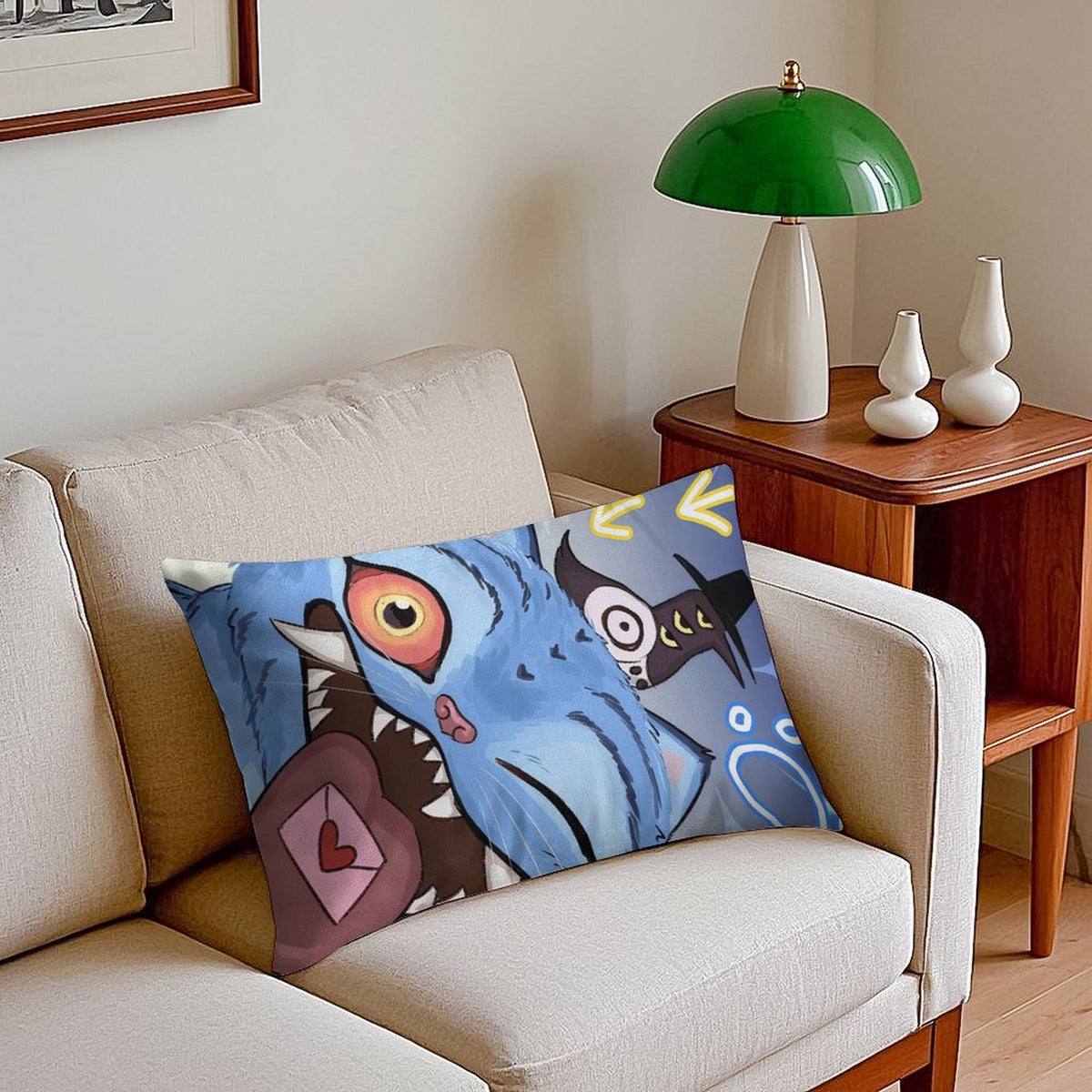 Kpop Demon Monster Soft Plush Body Pillow Cover 12"x 20" – Ultra Soft Short Plush Long Pillowcase with Hidden Zipper, Single-Sided Print, Decorative Cushion Cover for Sofa, Bed, and Home Decor