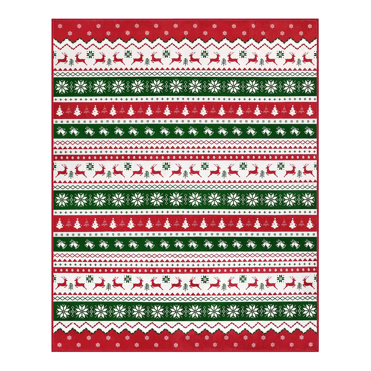 Oversart Christmas Party Machine Washable Area Rug Red/White/Green