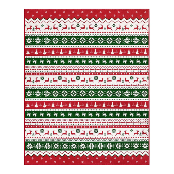 Oversart Christmas Party Machine Washable Area Rug Red/White/Green
