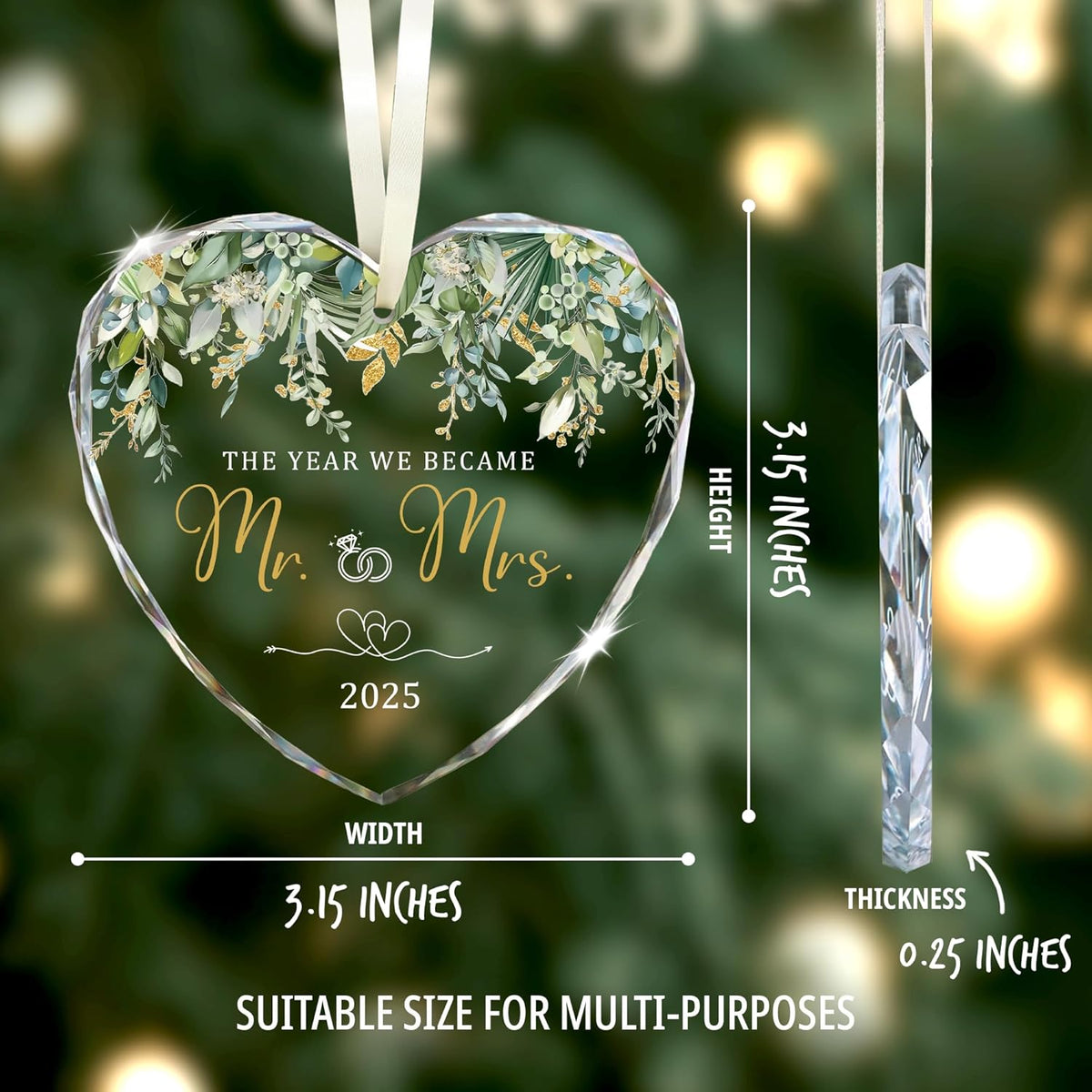 The Year We Became Mr. & Mrs. Ornament 2025 – First Christmas Married Ornaments – Wedding Ornament 2025 Gift for Couples – Just Married Ornaments Gifts for Newlyweds