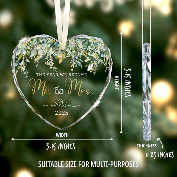 The Year We Became Mr. & Mrs. Ornament 2025 – First Christmas Married Ornaments – Wedding Ornament 2025 Gift for Couples – Just Married Ornaments Gifts for Newlyweds
