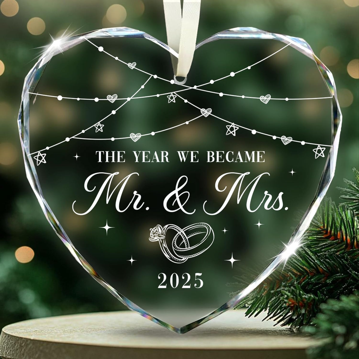 The Year We Became Mr. & Mrs. Ornament 2025 – First Christmas Married Ornaments – Wedding Ornament 2025 Gift for Couples – Just Married Ornaments Gifts for Newlyweds