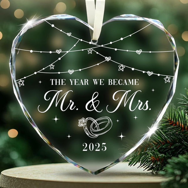The Year We Became Mr. & Mrs. Ornament 2025 – First Christmas Married Ornaments – Wedding Ornament 2025 Gift for Couples – Just Married Ornaments Gifts for Newlyweds