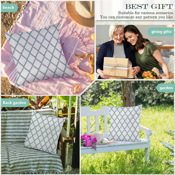 Waterproof Outdoor Throw Pillow Cover, Teal Pineapple Geometric Summer Decorative Cover, Rustic Pillow Sham