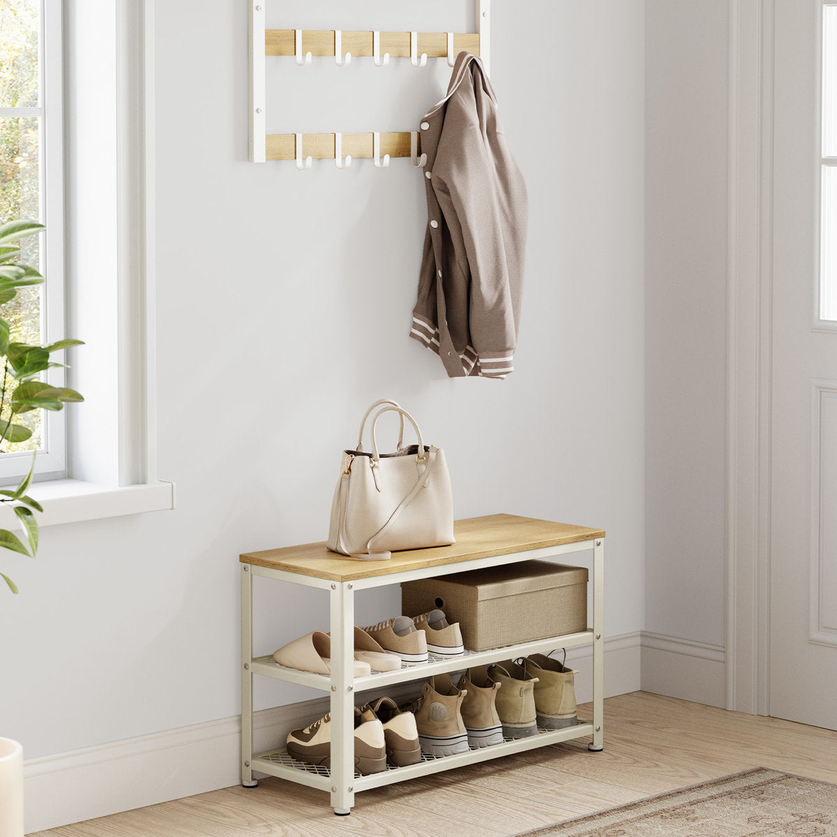 8-Pair Shoe Rack – Stackable, Space-Saving Shoe Organizer for Entryway Storage