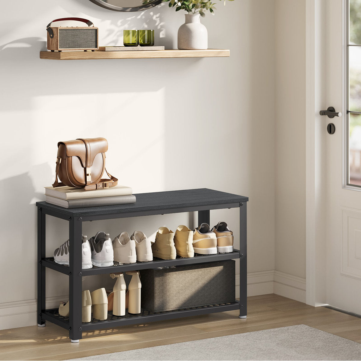 8-Pair Shoe Rack – Stackable, Space-Saving Shoe Organizer for Entryway Storage