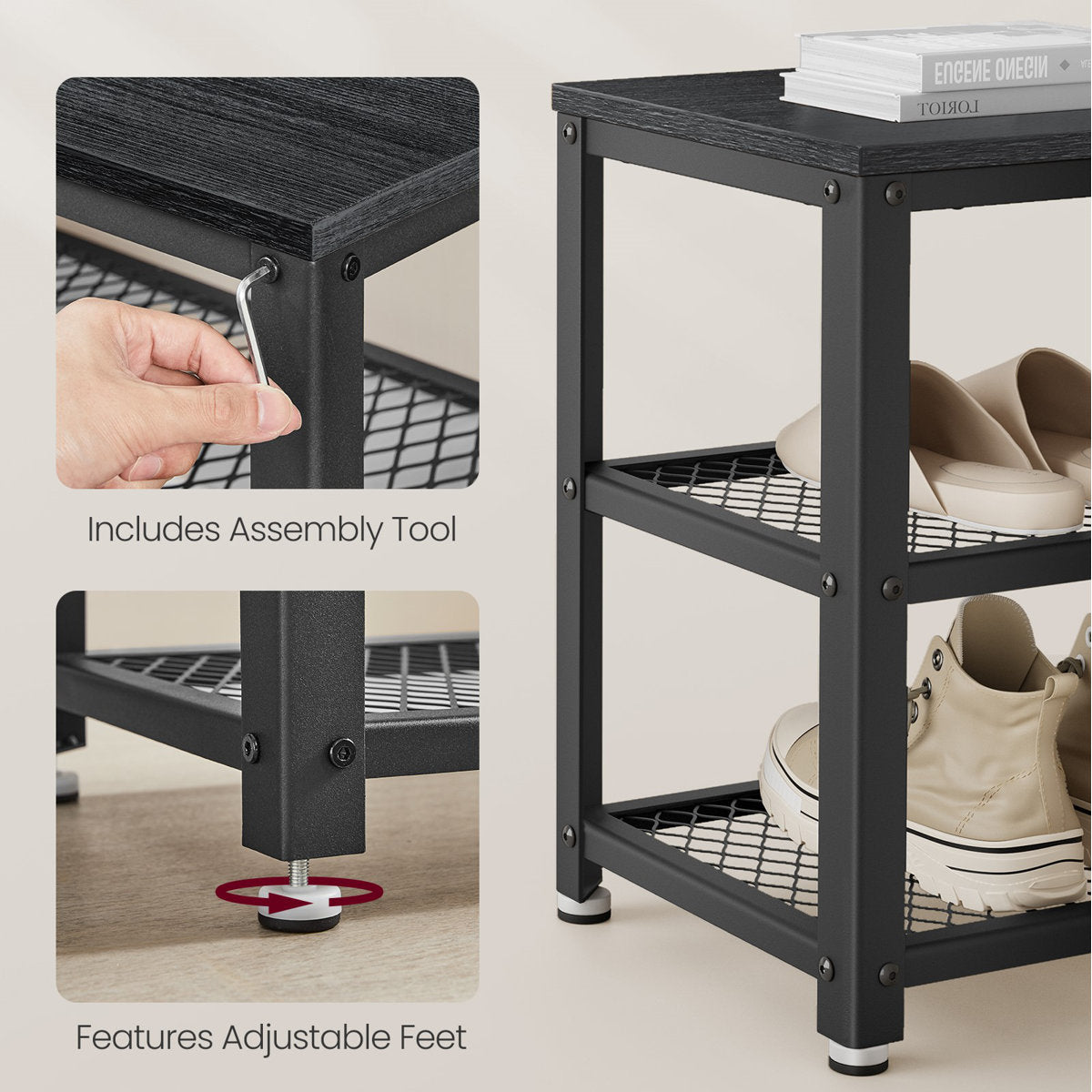8-Pair Shoe Rack – Stackable, Space-Saving Shoe Organizer for Entryway Storage