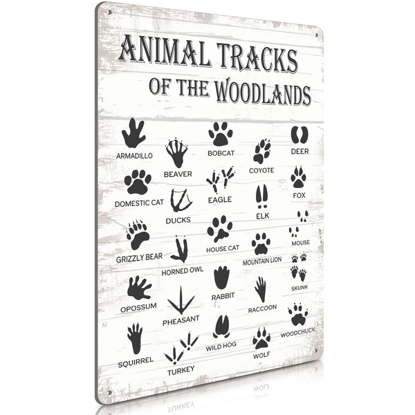 8 x 12 Inch Animal Track Field Guide Sign Nursery Baby Boys Kids Tin Sign Woodland Nature Forest Cabin