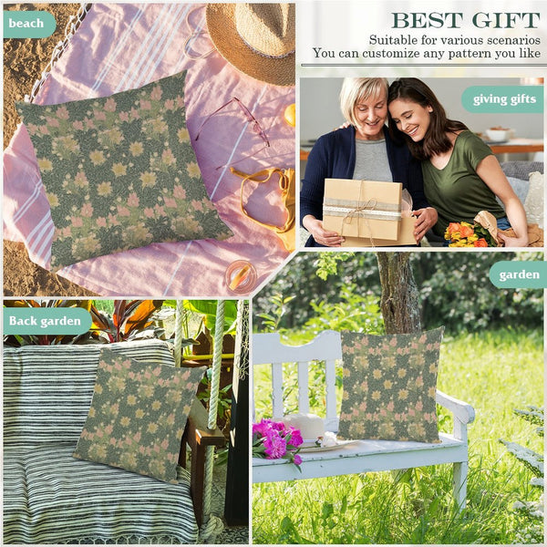 Waterproof Outdoor Throw Pillow Cover, Spring William Morris flowers Rustic Pillow Sham