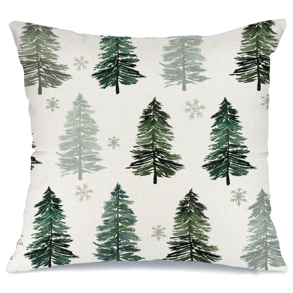 Christmas Pillow Cover 18X18 Inch Christmas Tree Snowflake Decoration Green