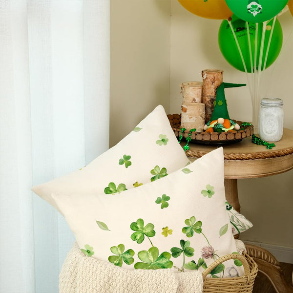 St.Patricks Day Pillow Covers 18X18 Inch Set of 2,Shamrock Floral Decorations