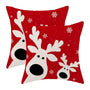 Merry Christmas Pillow Covers 18 x 18 Inch Set of 2, Winter Red Snowflake Deer Decorative Throw Pillow Covers