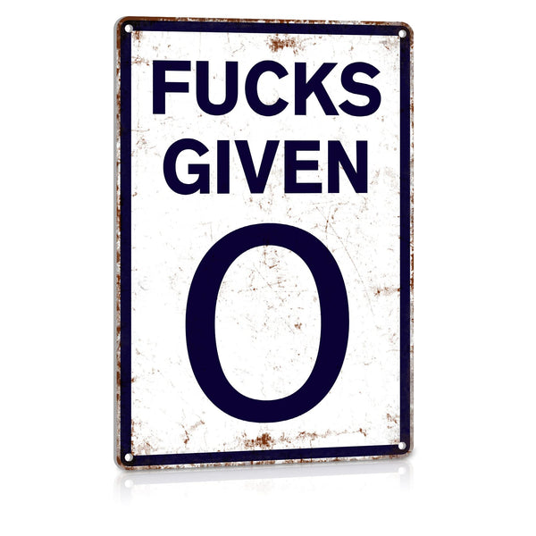 Funny 0 Given Vintage Metal Tin Signs Parody Speed Limit Sign Funny Garage Man Cave Decor 12 x 8 Inch