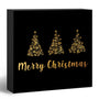 Christmas Wooden Box Sign, Black and Gold Christmas Tree Winter Wood Block Box Sign