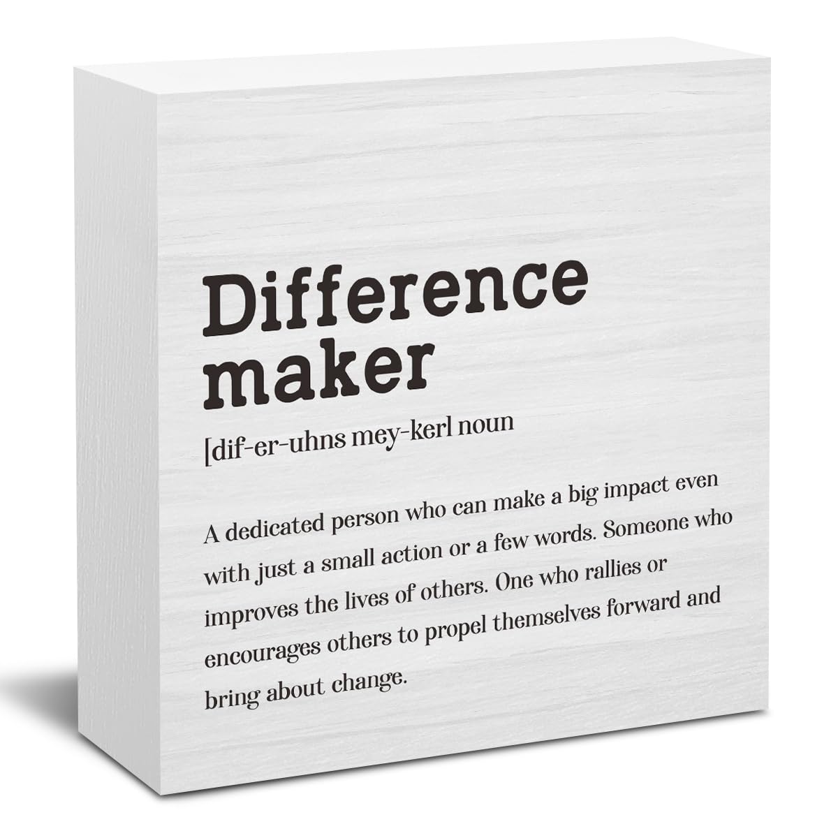 Difference Maker Definition Home Office Decor Wooden Box Sign, Motivational Farmhouse Decorative Positive