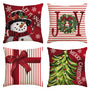 Merry Christmas Let It Snow Joy Stripes Gift Box Red Throw Pillow Covers, 18 x 18 Inch Xmas Tree Holiday Cushion Case
