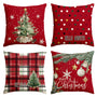 Merry Christmas Trees Snowflake Star Throw Pillow Covers, 18 x 18 Inch Xmas Balls Red Polka Dot Plaid Seasonal