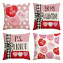 Be My Valentine Red Candy Heart Throw Pillow Covers, 18 x 18 Inch Valentine Stripes