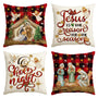 Set of 4 Christmas O Holy Night Jesus Cardinal Buffalo Plaid Throw Pillow Covers