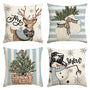 Christmas Snowman Reindeer Gloves Eucalyptus Blue Throw Pillow Covers, 18 x 18 Inch