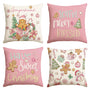 Have a Sweet Christmas Gingerbread Man Candy Cane Throw Pillow Covers, 18 x 18 Inch Joyful Blessed Pink