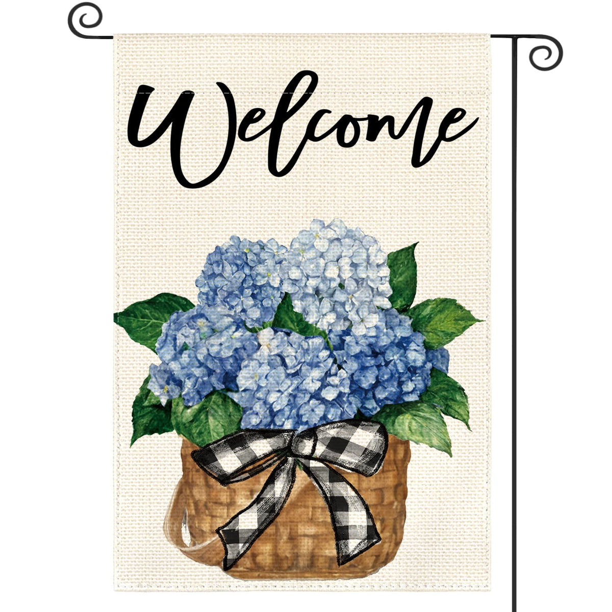 Hydrangea Spring Summer Garden Flag 12x18 Inch 1 Sided Outside, Floral Welcome