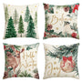 Joy Christmas Holly Berries Reindeer Believe Throw Pillow Covers, 18 x 18 Inch