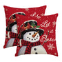 Let it Snow Snowman Christmas Red Throw Pillow Covers Set of 2, 18 x 18 Inch