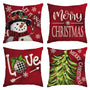 Merry Christmas Let It Snow Love Snowman Red Throw Pillow Covers, 18 x 18 Inch