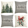 Merry Christmas Tree Hello Winter Throw Pillow Covers, 18 x 18 Inch Mistletoe Pine Spruce Holiday Cushion Case