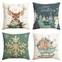 Merry Christmas Trees Reindeer Snowflake Throw Pillow Covers, 18 x 18 Inch Sleigh