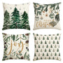 Set of 4 Merry Christmas Trees Snowflake Throw Pillow Covers, 18 x 18 Inch Joy Xmas Balls Winter Holiday Cushion Case
