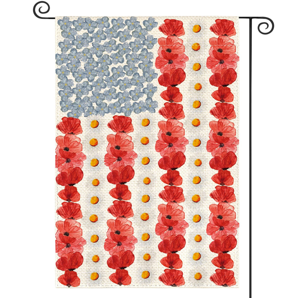 Poppy Memorial Day Garden Flag 12x18 Inch 1 Sided Outside, Patriotic American Flag