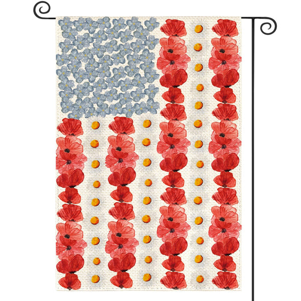 Poppy Memorial Day Garden Flag 12x18 Inch 1 Sided Outside, Patriotic American Flag