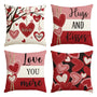 Valentine's Day Hugs and Kisses Love You More Throw Pillow Covers, 18 x 18 Inch Valentine Heart Stripes