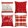Valentine's Day Pillow Covers 18 x 18 Inch Set of 4 - Red Black Stripes Love Heart I Love You (Copy)