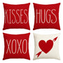 Valentine's Day Saying Throw Pillow Cover, 18 x 18 Inch Holiday Kisses Hugs XOXO Love Heart Arrow