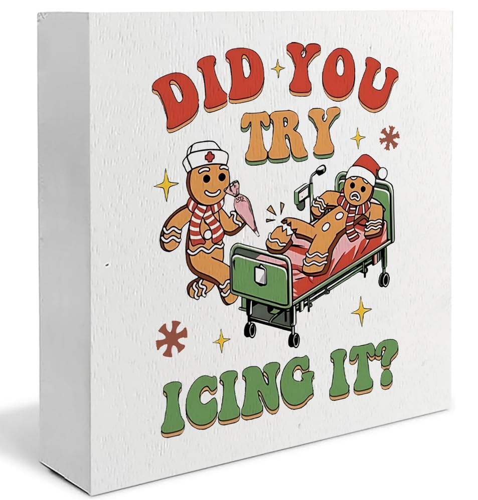 Funny Nurse Christmas Wooden Box Sign, Nurses Gifts for Christmas, Christmas Nurse Office Decor