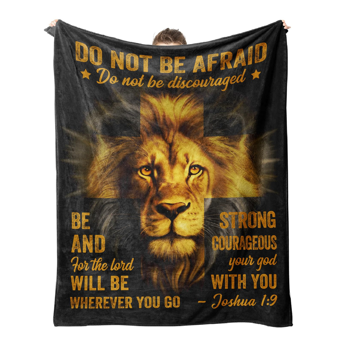 Christian Gifts for Men, Blanket Printed with Lion & Bible Verse, Religious, Christmas, Birthday Gifts for Men