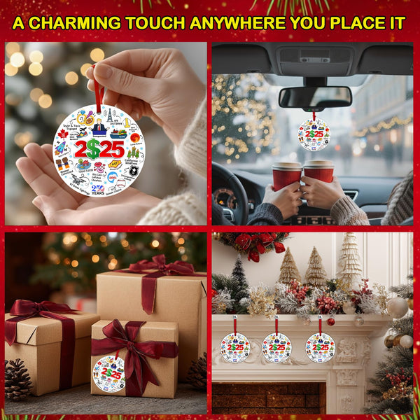 2025 Christmas Ornament, Year in Review Ornament, Funny Hot Topics 2025 Year Remember Keepsake