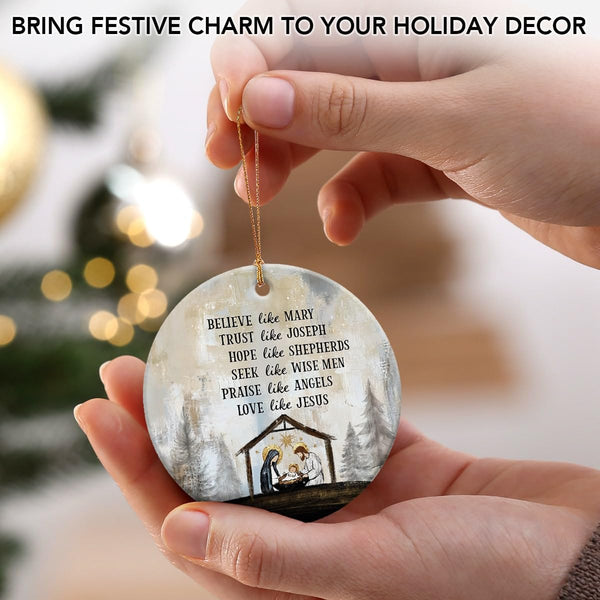 2025 Nativity Christmas Ornaments - Believe Like Mary Trust Like Joseph Jesus Christmas Decorations