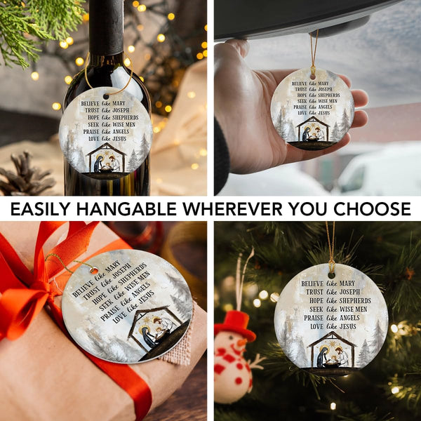 2025 Nativity Christmas Ornaments - Believe Like Mary Trust Like Joseph Jesus Christmas Decorations