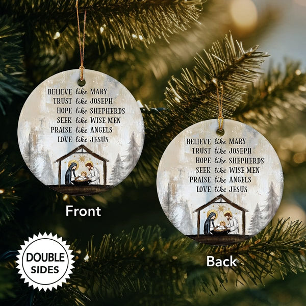 2025 Nativity Christmas Ornaments - Believe Like Mary Trust Like Joseph Jesus Christmas Decorations