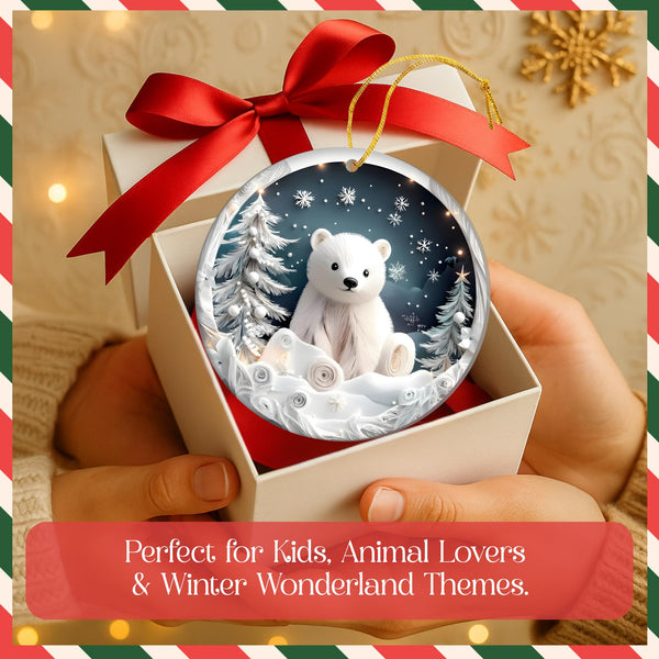 2025 Polar Bear Christmas Ornament – White Winter Wonderland Ornament– Dated Ornament 2025