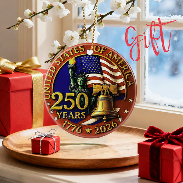 250 Years of America Ornament | Independence Day, July 4 Decor, Christmas Ornaments