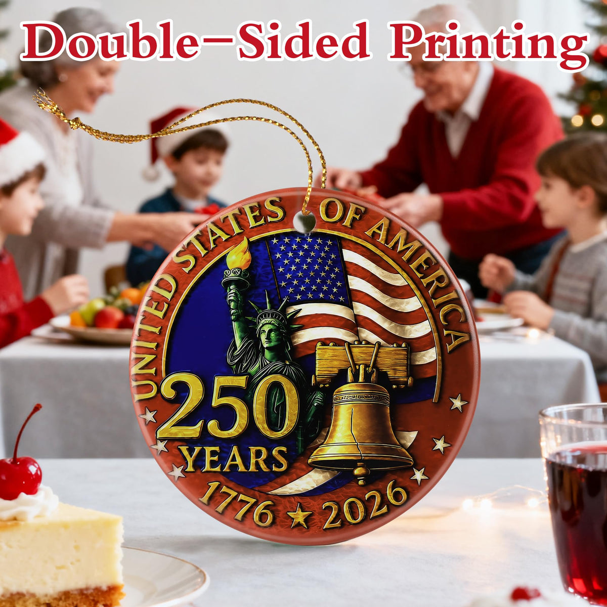250 Years of America Ornament | Independence Day, July 4 Decor, Christmas Ornaments
