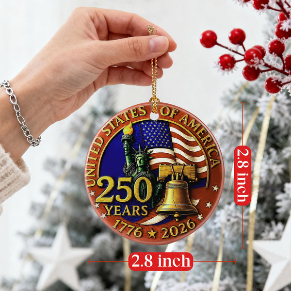 250 Years of America Ornament | Independence Day, July 4 Decor, Christmas Ornaments