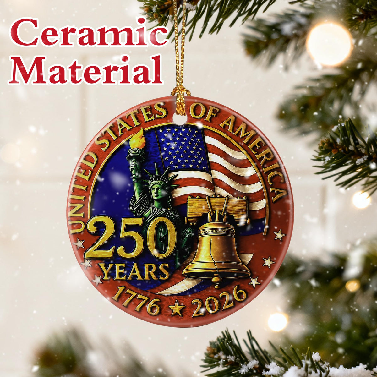 250 Years of America Ornament | Independence Day, July 4 Decor, Christmas Ornaments