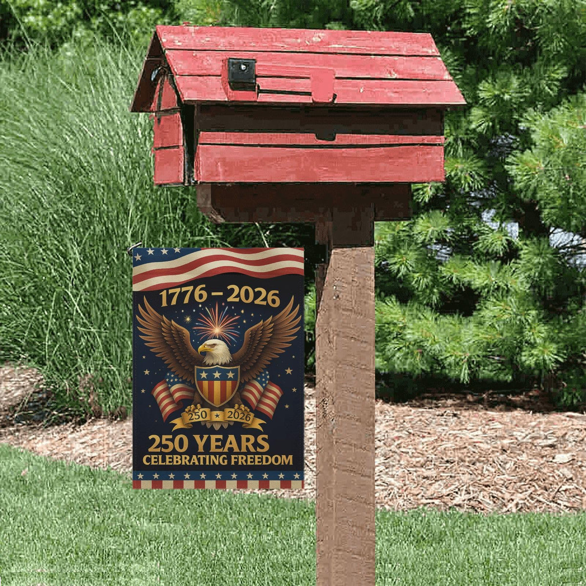 250th Anniversary American Flag 1776–2026 – “250 Years of Freedom” Patriotic Garden Flag